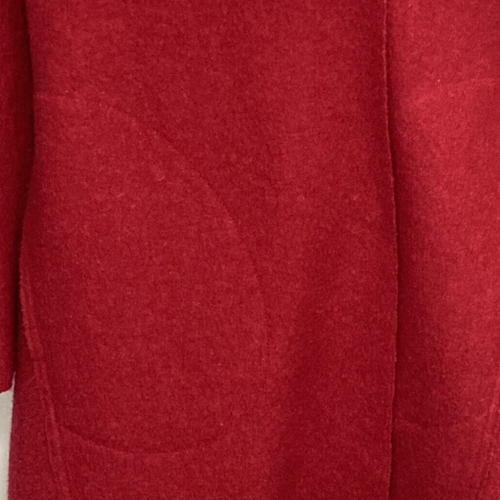 J Jill Womens Red Wool Blend Wrap Coat Mid Length Pockets Small - Picture 7 of 8